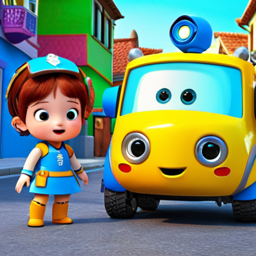 Home 15 **
"Robocar Poli team (Poli, Amber, Roy, Helly) helping a lost child. Focus on teamwork, friendship, and problem-solving. Bright, colorful animation style."
**