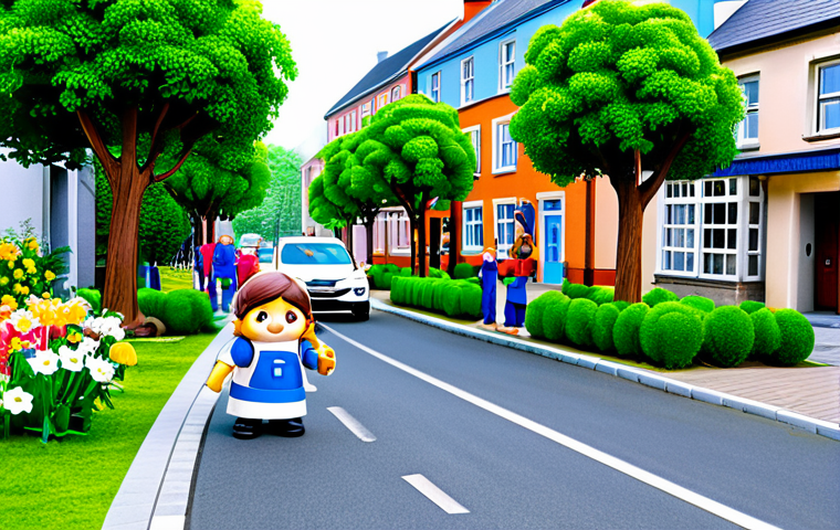 **

"A bustling street scene in Broomstown, featuring well-maintained buildings and friendly people. A factory is visible in the background, symbolizing economic activity. Robocar Poli and Amber are present, Poli directing traffic and Amber assisting someone. Children are planting flowers in a small garden. Safe for work, appropriate content, fully clothed, professional, perfect anatomy, natural proportions, bright daylight, family-friendly setting, modest clothing, well-formed hands, proper finger count, natural body proportions."

**