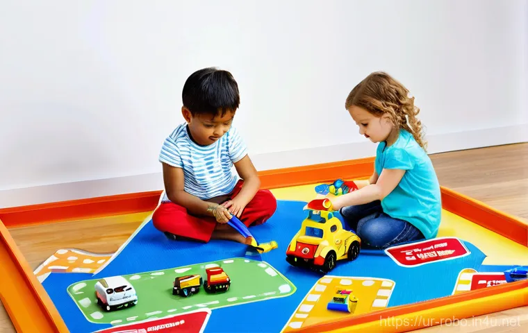 로보카폴리 차고지 설정 - **Prompt:** "An uplifting and dynamic scene in 'Brooms Town' where Robocar Poli and his rescue team ...