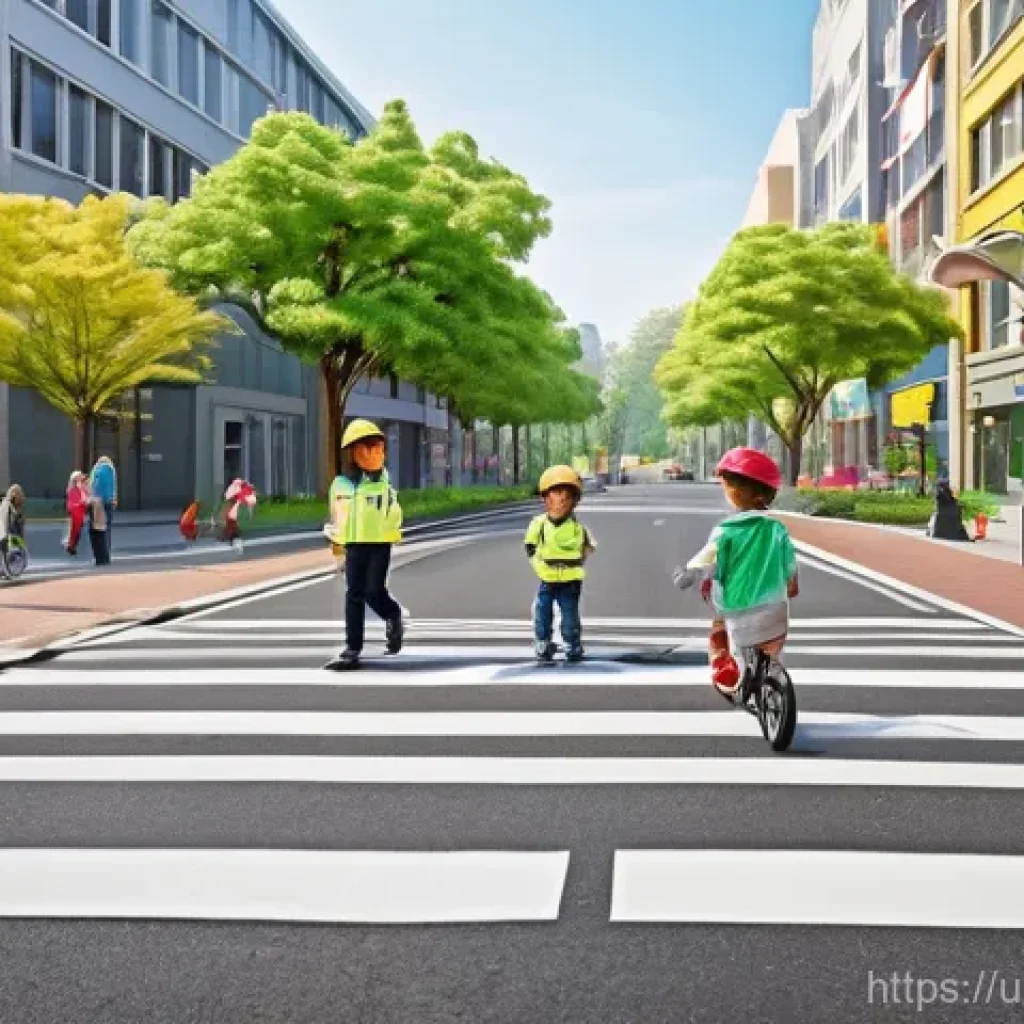 로보카폴리 테마파크 - **Prompt 1: Traffic Safety Park Adventure**
A group of diverse young children (ages 4-8), all fu...