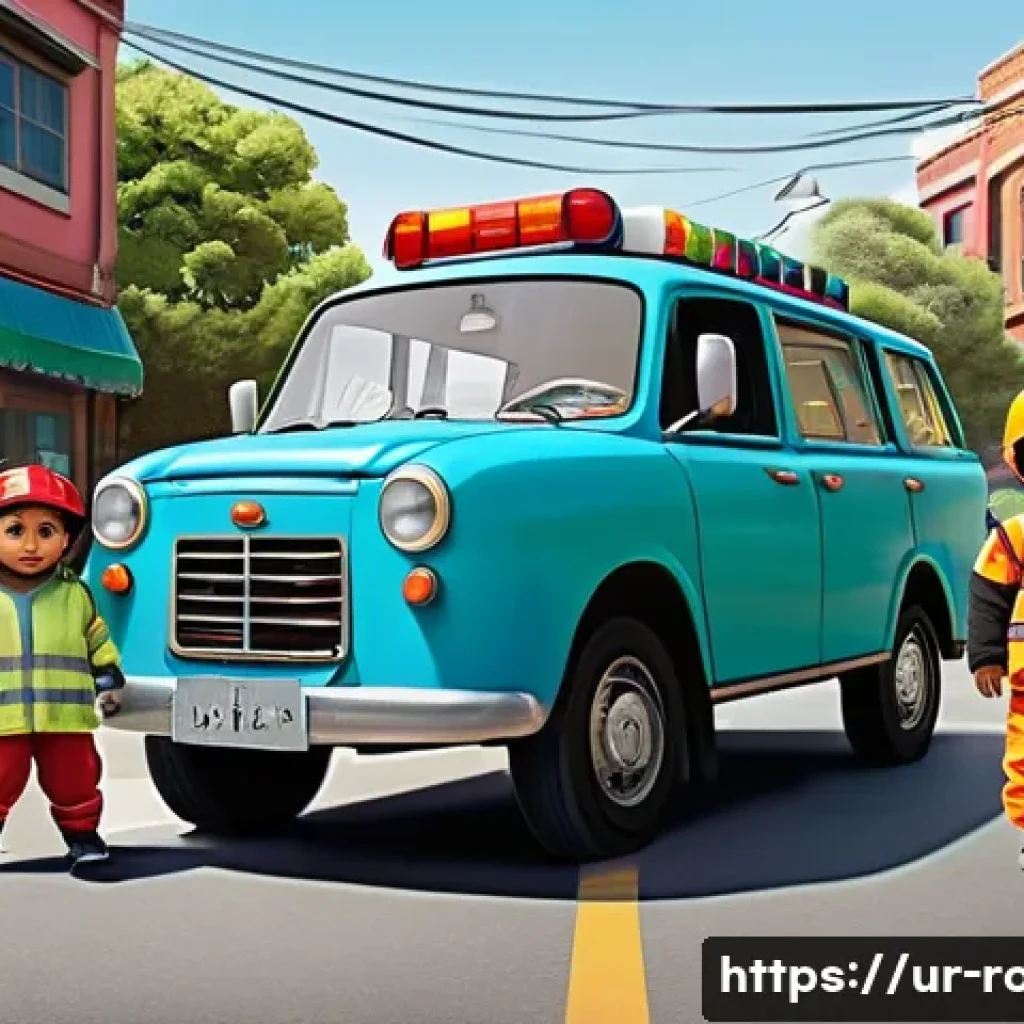 로보카폴리와 사회적 메시지 - A vibrant and colorful scene depicting a diverse group of animated children and anthropomorphic resc...