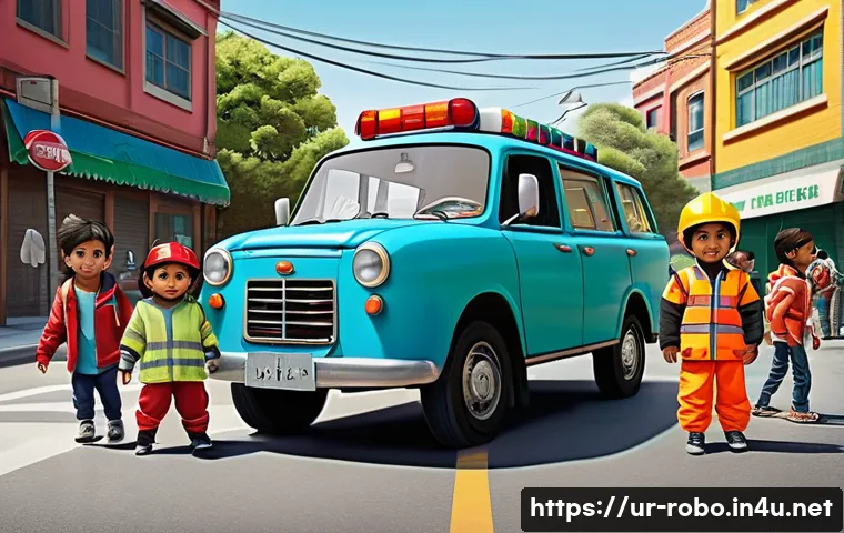 로보카폴리와 사회적 메시지 - A vibrant and colorful scene depicting a diverse group of animated children and anthropomorphic resc...