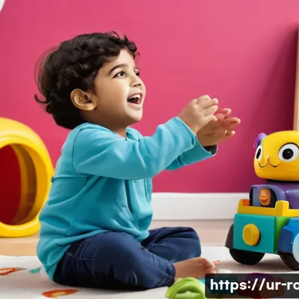 로보카폴리 장난감 구입처 - A vibrant and detailed scene of a child playing with Robokapoli role-play toys indoors, wearing colo...