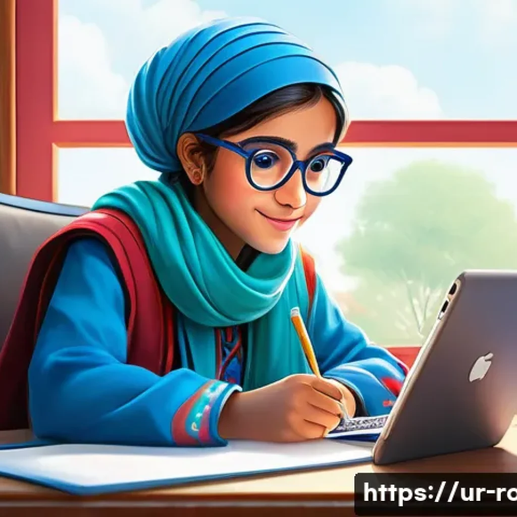 로보카폴리 팬 아트 콘테스트 - A vibrant digital artwork featuring a young artist from Pakistan, wearing modest traditional clothin...