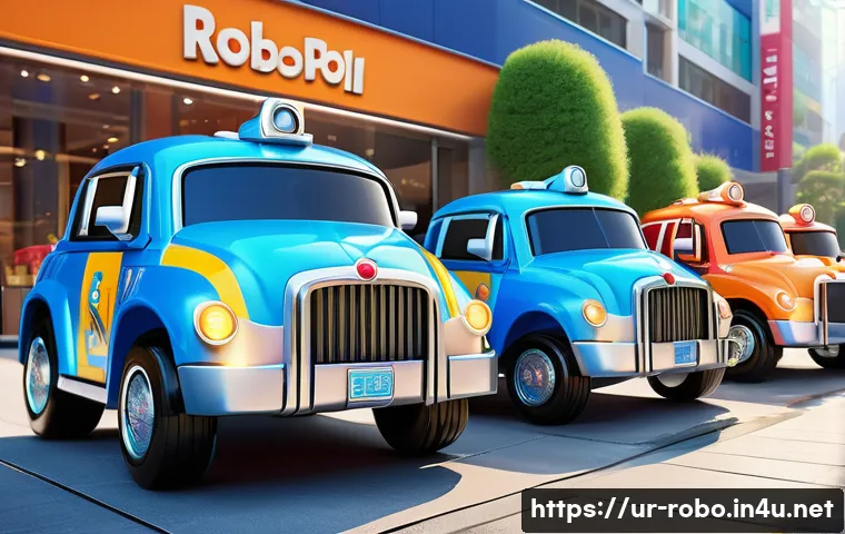 로보카폴리 캐릭터 변천사 - A vibrant and detailed illustration of Robocar Poli characters in their modern upgraded designs, fea...