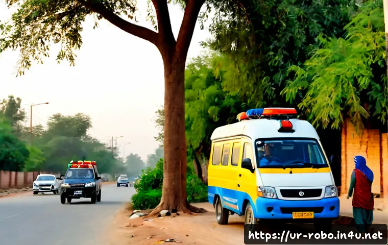 로보카폴리의 전설적인 에피소드 - Photorealistic cinematic scene of four friendly colorful rescue vehicles with expressive windshield ...